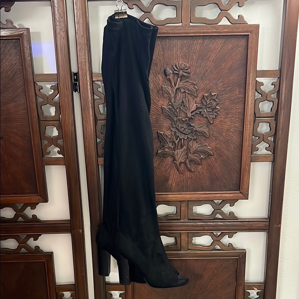 Buffalo David Bitton Black Over-the-Knee Stretch Boots